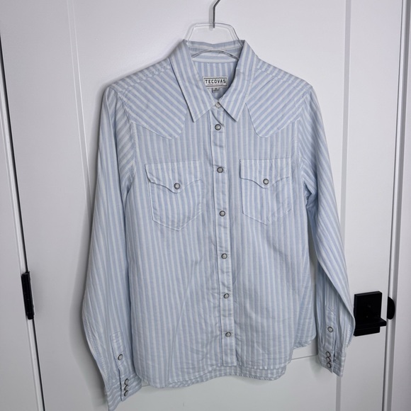 Tecovas Women's The Classic Pearl Snap Striped Long Sleeve Shirt Top Size Medium - Picture 3 of 7